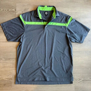 Men’s FootJoy FJ Golf Polo size Large green and grey athletic polo shirt
